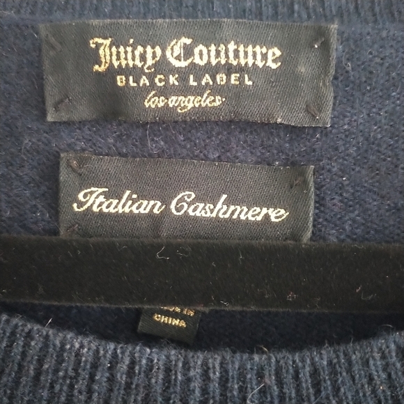Juicy Couture Black Label Italian Cashmere Striped Sleeve  JUICY Sweater S - Picture 3 of 15